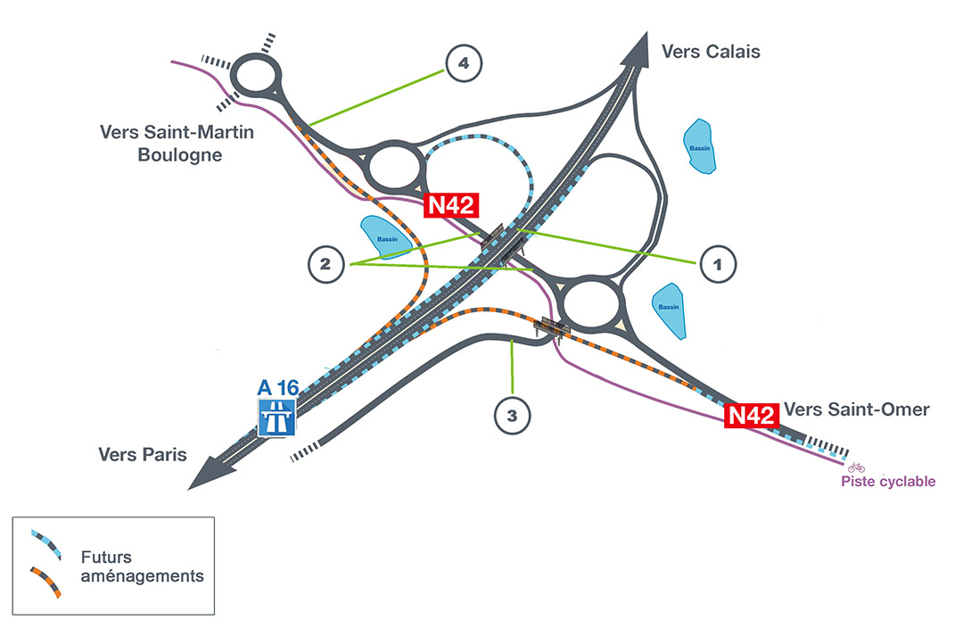 Plan phasage liaison Autoroute A16 / RN42