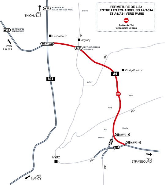 A4 fermée vers Paris entre A4/A314 et A4/A31